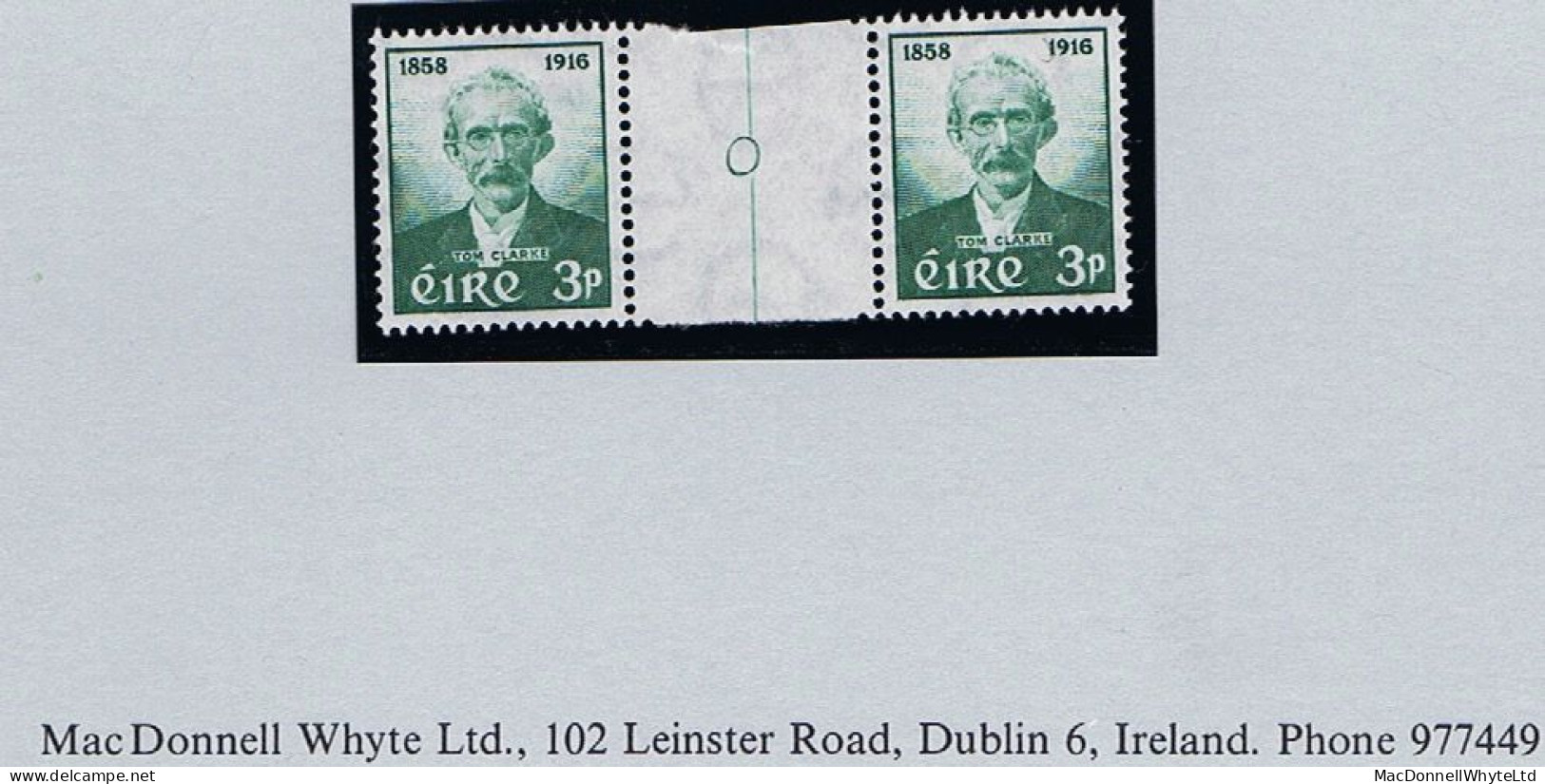 Ireland 1958 Clarke 3d Gutter Pair Mint Unmounted, Corner Crease - Unused Stamps