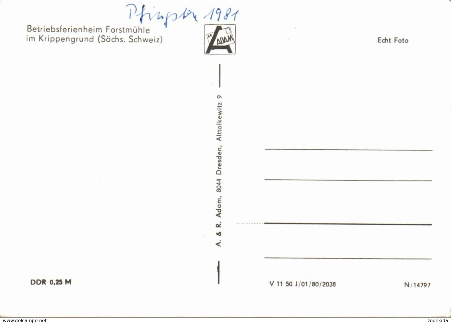 G7193 - Krippen Krippengrund - Betriebsferienheim Forstmühle - Verlag Adam - Hohnstein (Saechs. Schweiz)