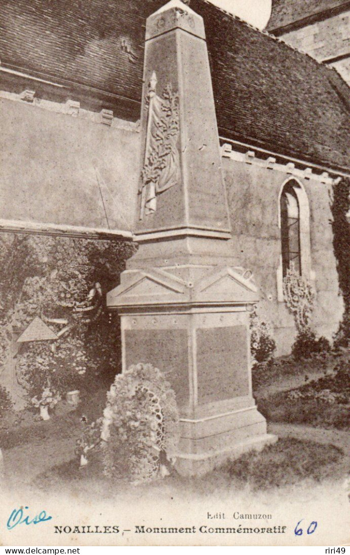 CPA 60 - NOAILLES - Le Monument Commémoratif -  Dos Vierge - Noailles