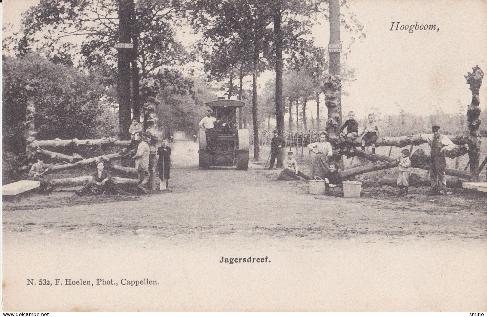 HOOGBOOM 1905 JAGERSDREEF MET STOOM-TRACTOR OF STOOMWALS - MOOIE ANIMATIE - HOELEN KAPELLEN 532 - Kapellen