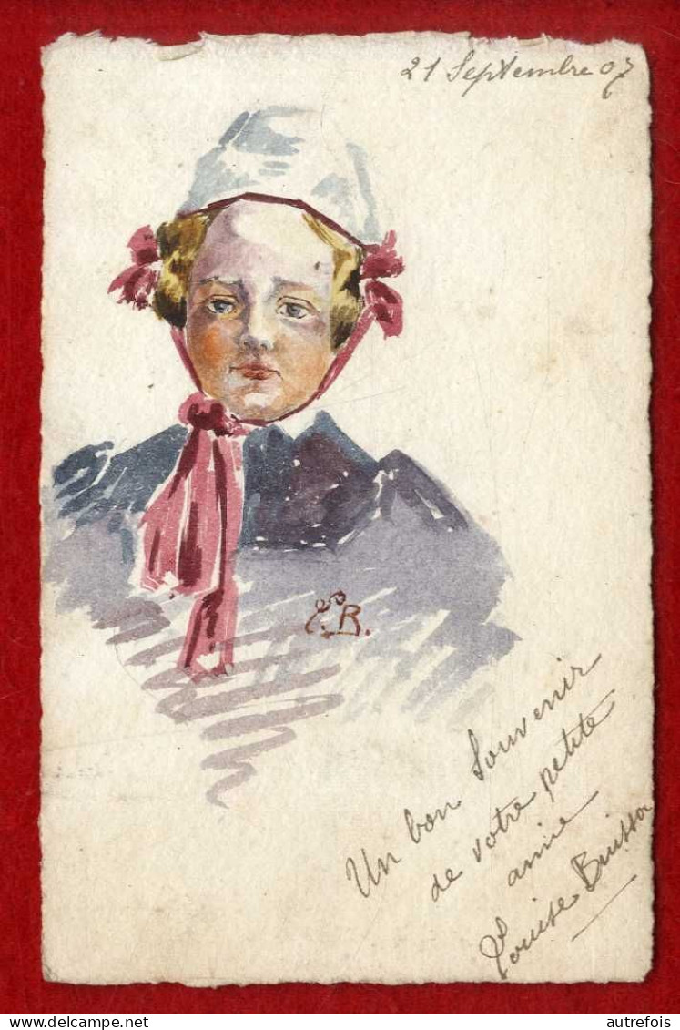 PORTRAIT DE FEMME AVEC CHAPEAU  -  AQUARELLE ECRITE ET SIGNEE LOUISE BUISSON NE A PARIS SOCIETAIRE DES ARTISTE FRANCAIS - Watercolours