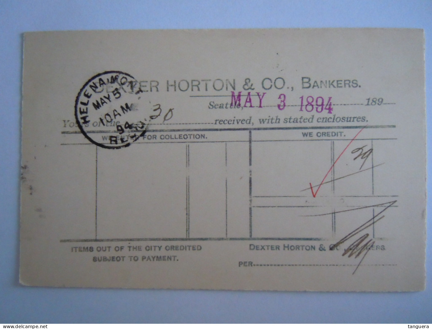 USA May 1894 Scott UX12 Postal Card  Seatle To Helena Mont Entier Ganzsache - ...-1900