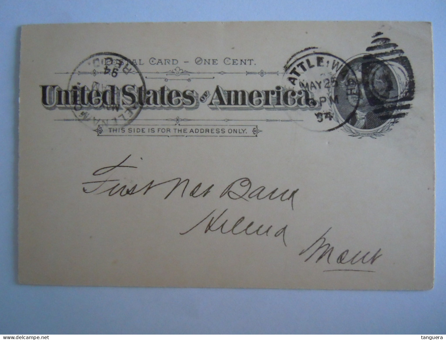 USA May 1894 Scott UX12 Postal Card  Seatle To Helena Mont Entier Ganzsache - ...-1900