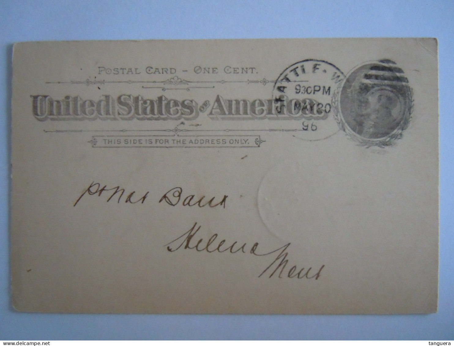 USA May 1896 Scott UX12 Postal Card Seattle To Helena Mont Entier Ganzsache - ...-1900