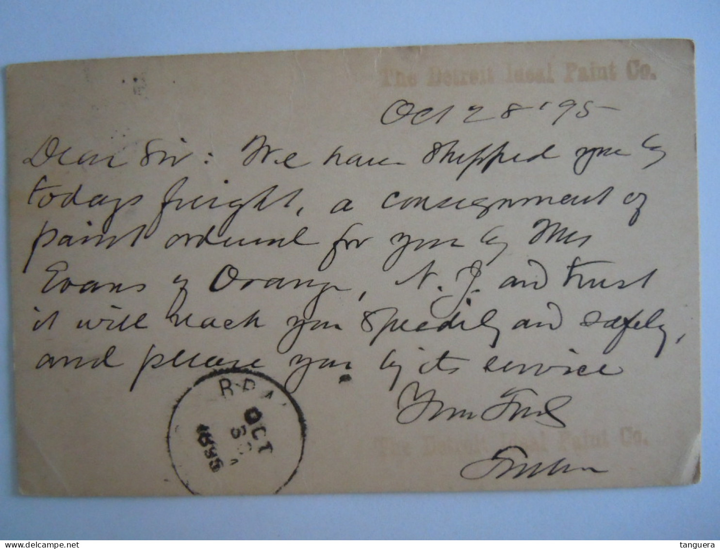 USA Oct 1895 Scott UX12 Postal Card Detroit To Capt. Vedder Branford Entier Ganzsache - ...-1900