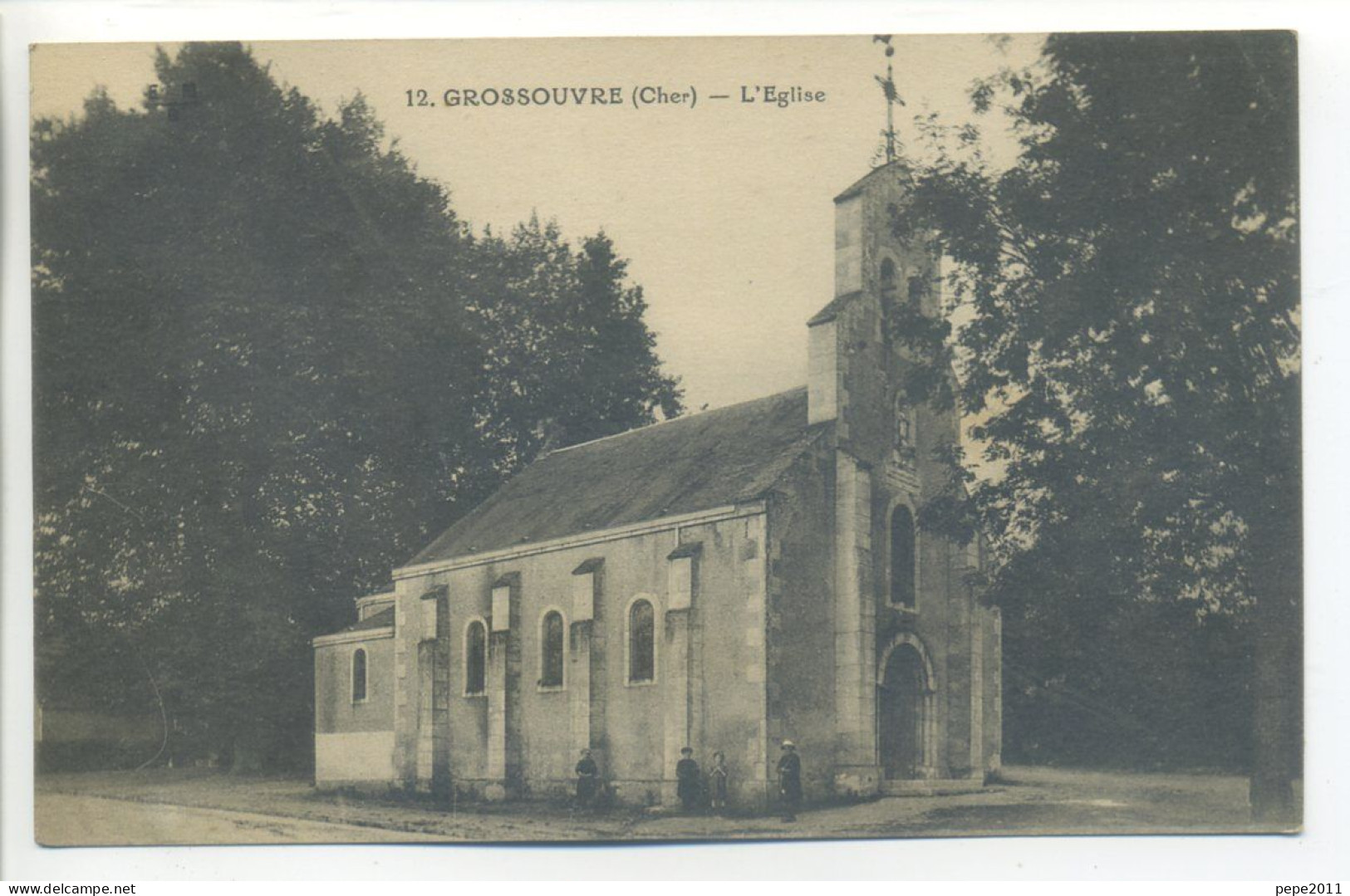 CPA 18 Cher - GROSSOUVRE - L'Eglise - Petite Animation - La Guerche Sur L'Aubois