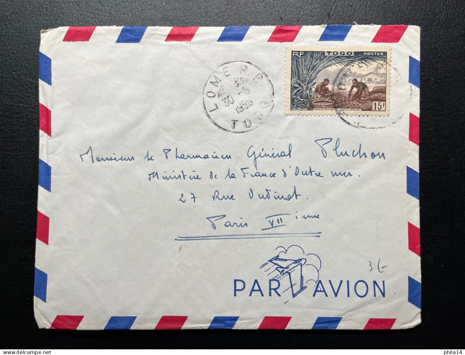 ENVELOPPE TOGO / LOME POUR PARIS / 1958 - Covers & Documents