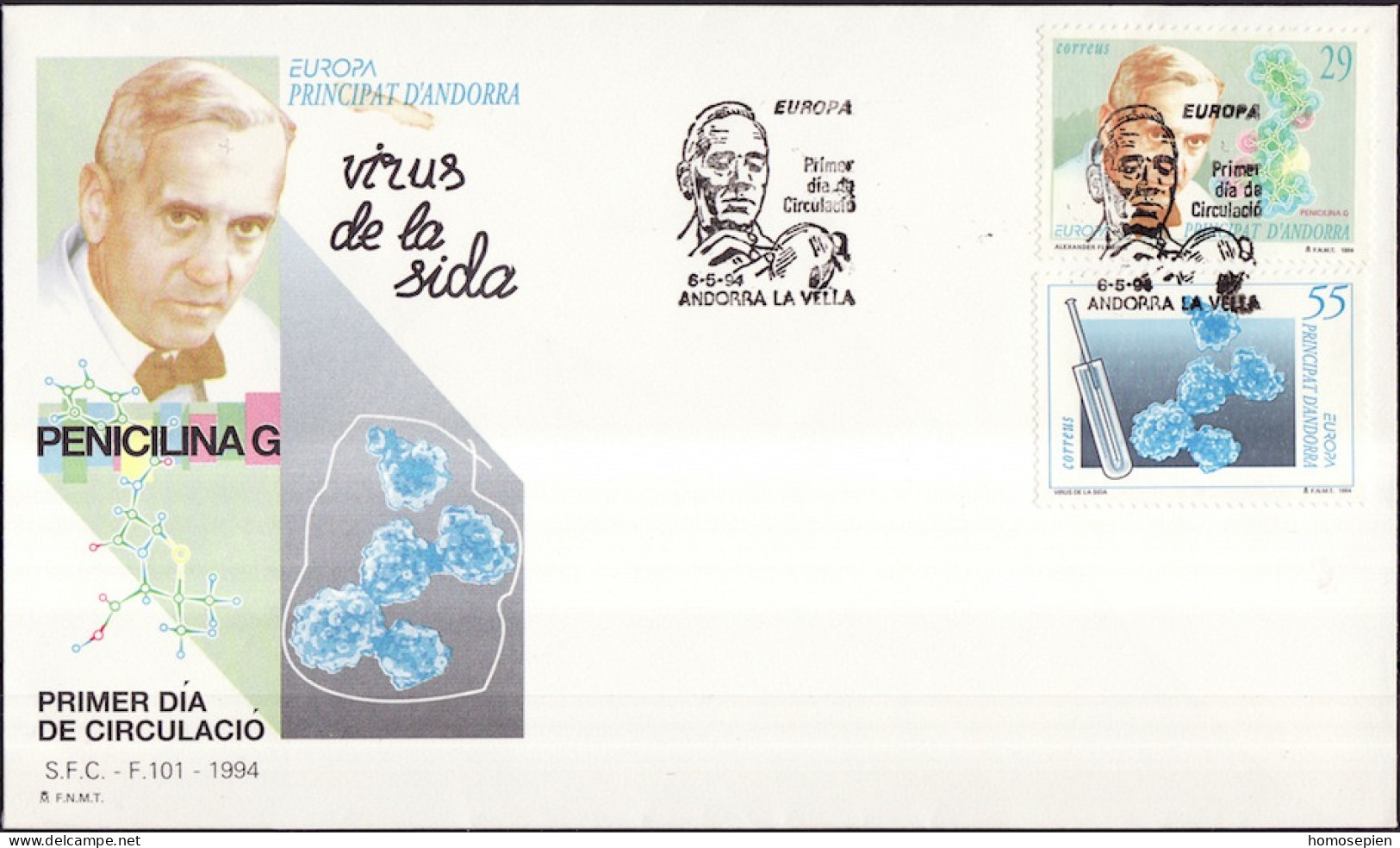 Andorre Espagnol - Andorra FDC 1994 Y&T N°227 à 228 - Michel N°237 à 238 - EUROPA - Briefe U. Dokumente