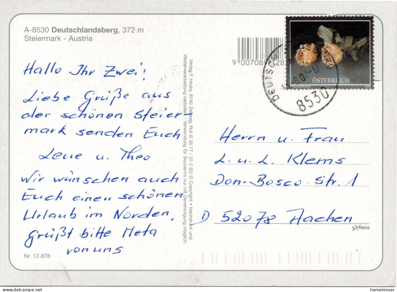 71805 - Österreich - 2007 - Blumen EF A AnsKte DEUTSCHLANDSEE -> Deutschland - Covers & Documents