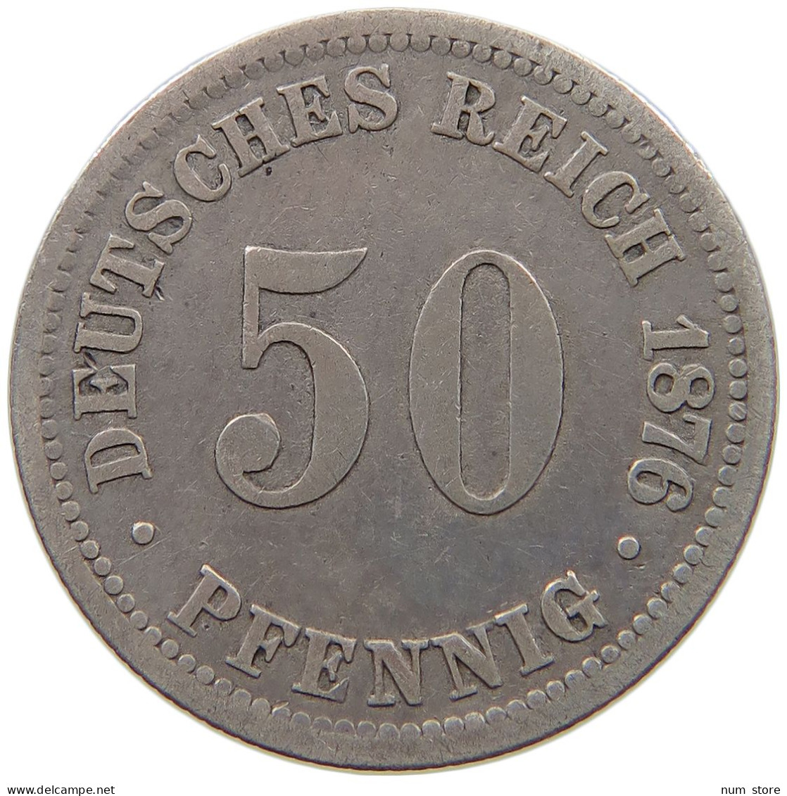 KAISERREICH 50 PFENNIG 1876 B  #a073 0817 - 50 Pfennig