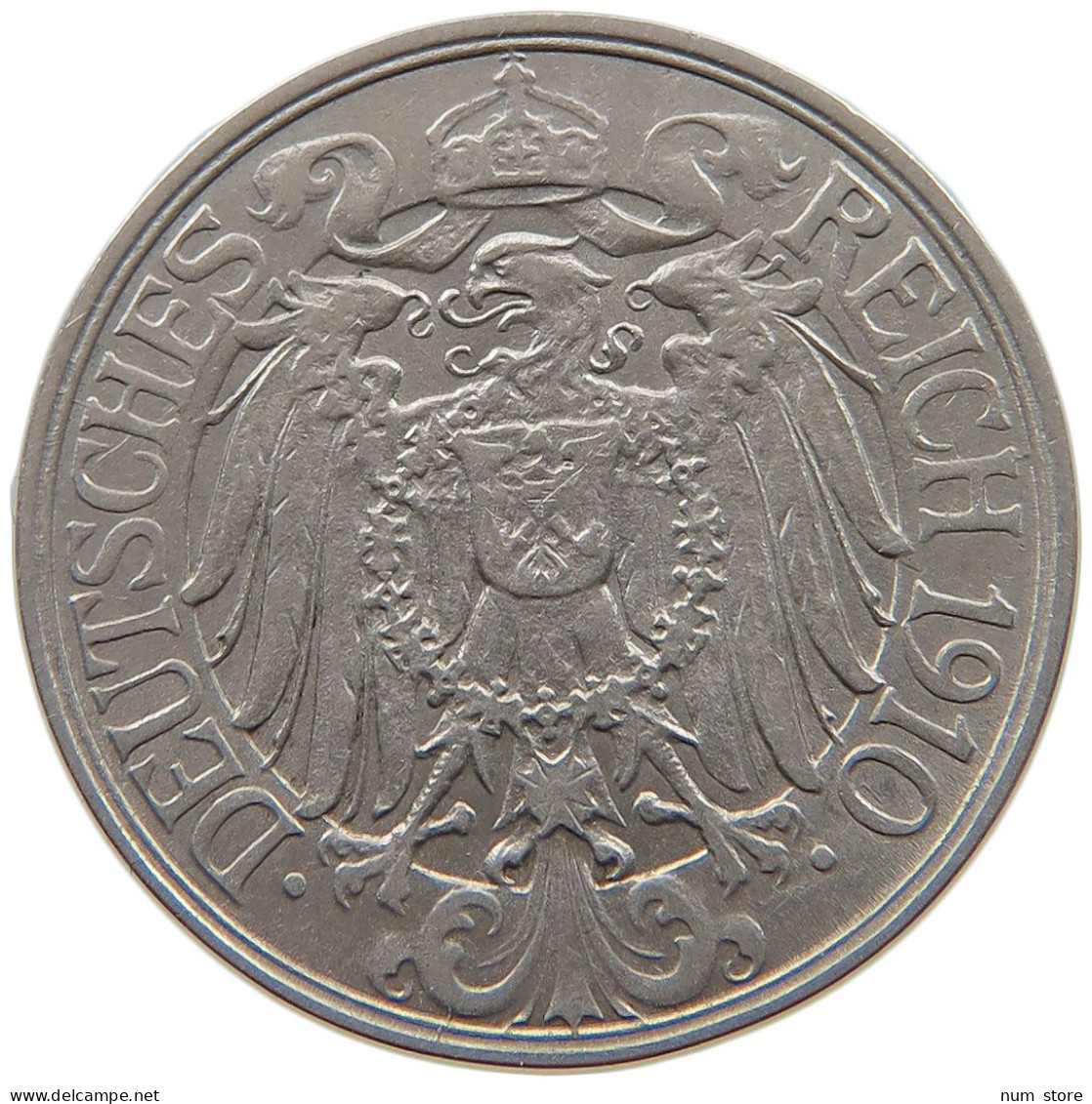 KAISERREICH 25 PFENNIG 1910 J  #a086 0905 - 25 Pfennig