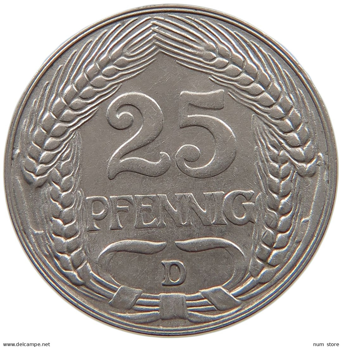 KAISERREICH 25 PFENNIG 1909 D  #a086 0941 - 25 Pfennig