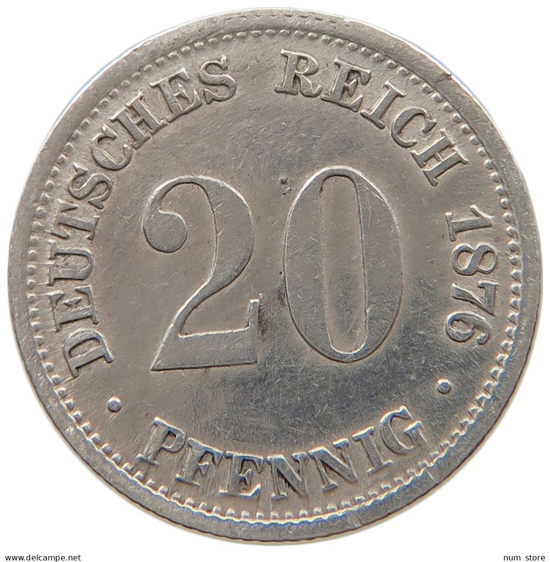 KAISERREICH 20 PFENNIG 1876 D  #a044 1011 - 20 Pfennig