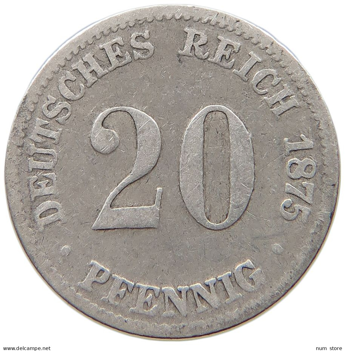 KAISERREICH 20 PFENNIG 1875 C  #s049 0821 - 20 Pfennig