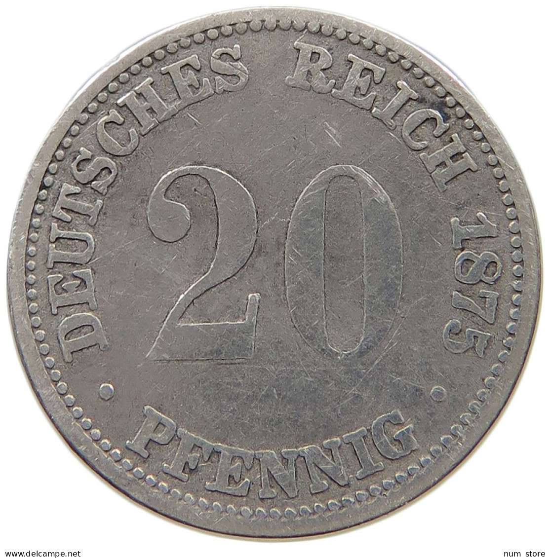 KAISERREICH 20 PFENNIG 1875  #a091 0945 - 20 Pfennig