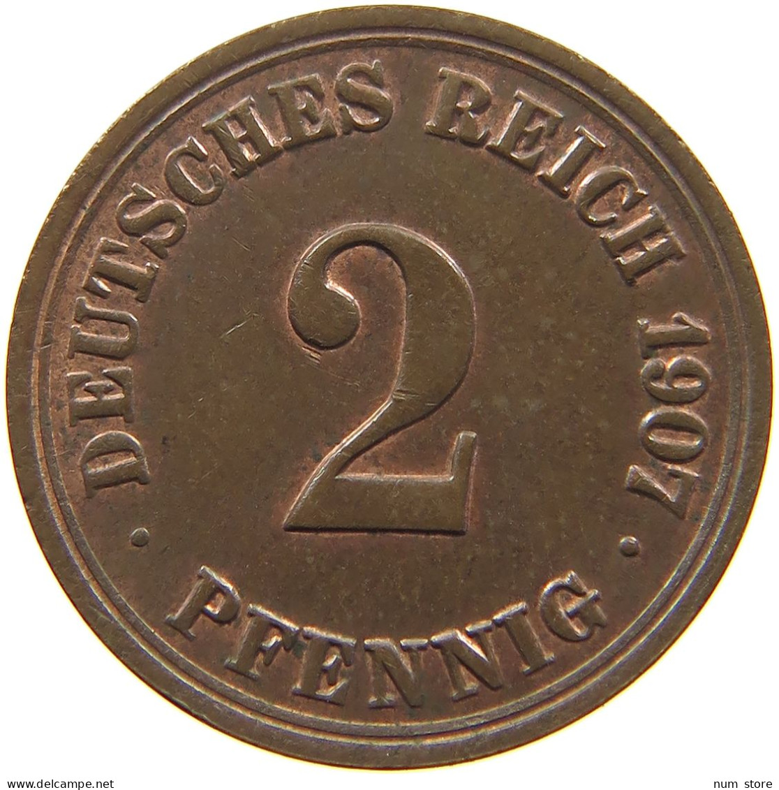 KAISERREICH 2 PFENNIG 1907 A  #c013 0317 - 2 Pfennig