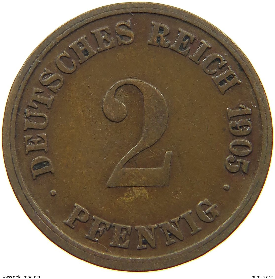 KAISERREICH 2 PFENNIG 1905 G  #a095 0605 - 2 Pfennig