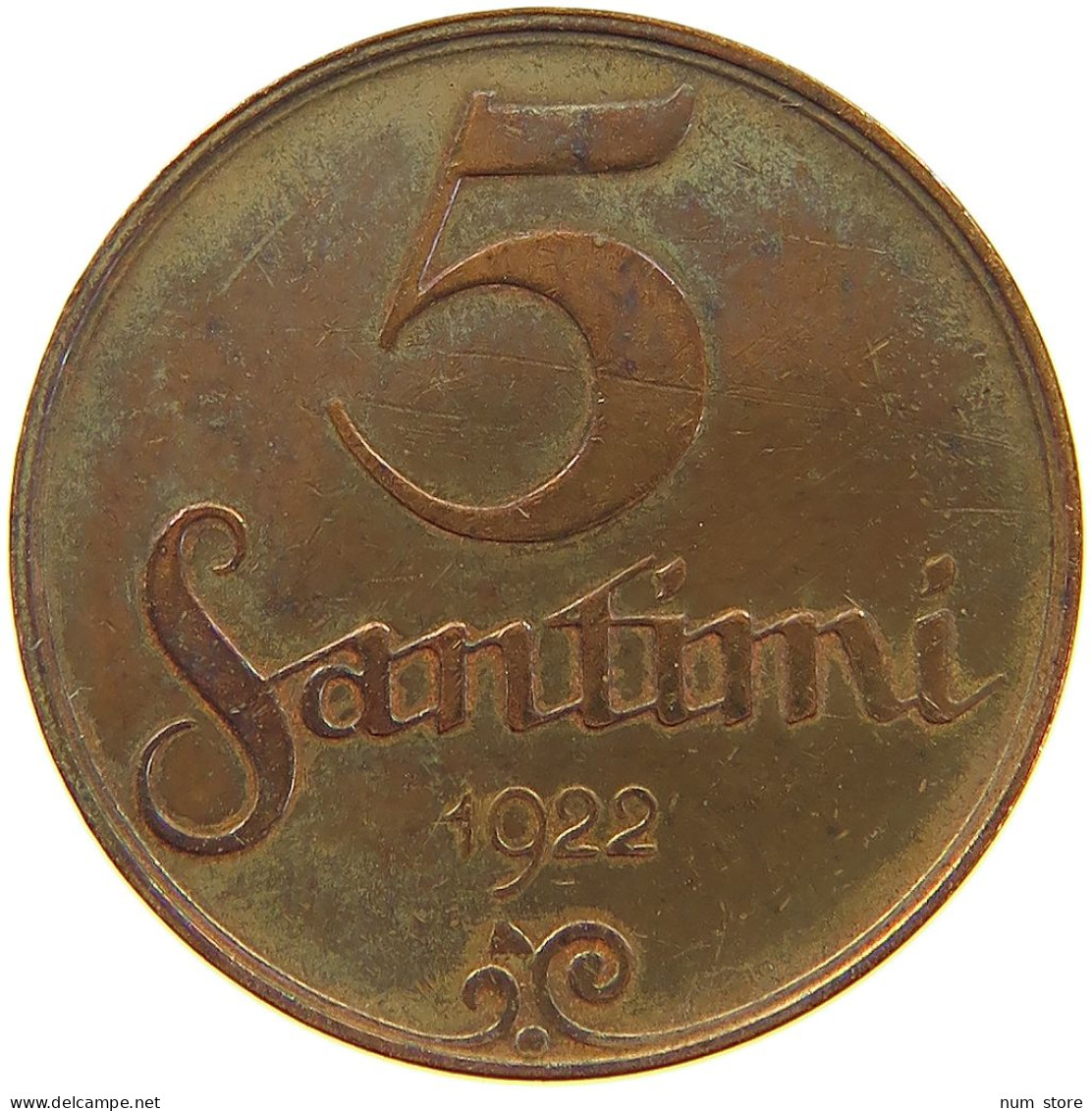 LATVIA 5 SANTIMI 1922  #a085 0387 - Lettland