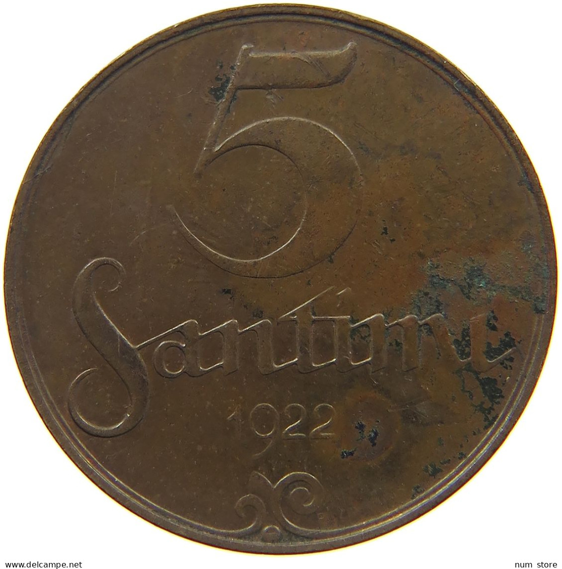 LATVIA 5 SANTIMI 1922  #c028 0317 - Lettland