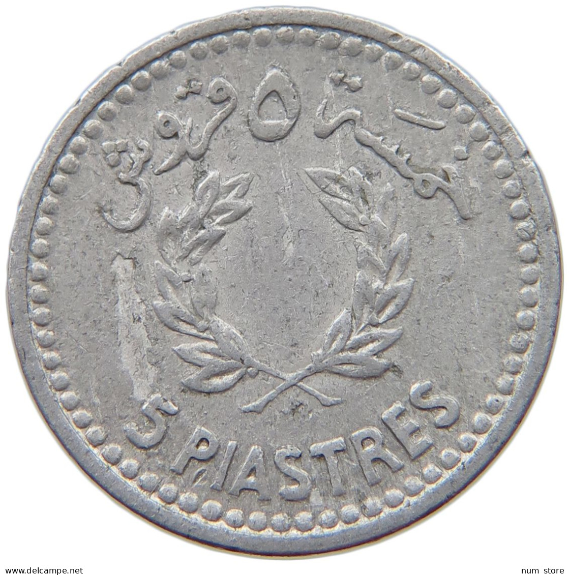 LEBANON 5 PIASTRES 1954  #s053 0121 - Líbano