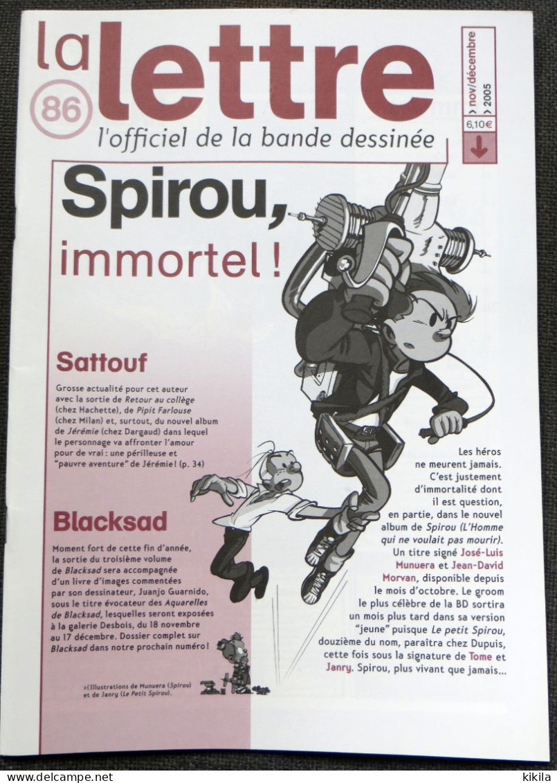 LA LETTRE De Dargaud L'Officiel De La Bande Dessinée N° 86 Novembre Decembre 2005 Spirou Immortel José Luis Munuera & * - Lettre De Dargaud, La