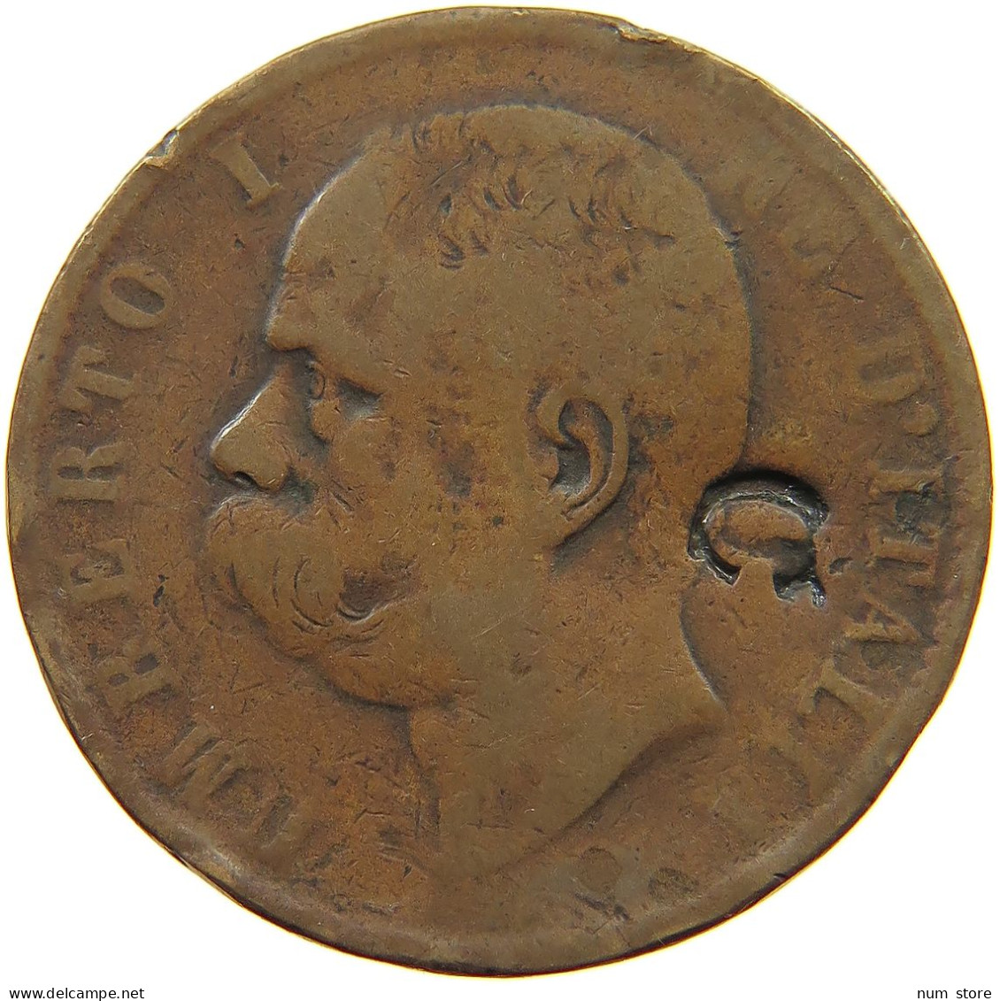 ITALY 10 CENTESIMI 1894 R UMBERTO I. 1878-1900 COUNTERMARKED 1 #a008 0053 - 1878-1900 : Umberto I