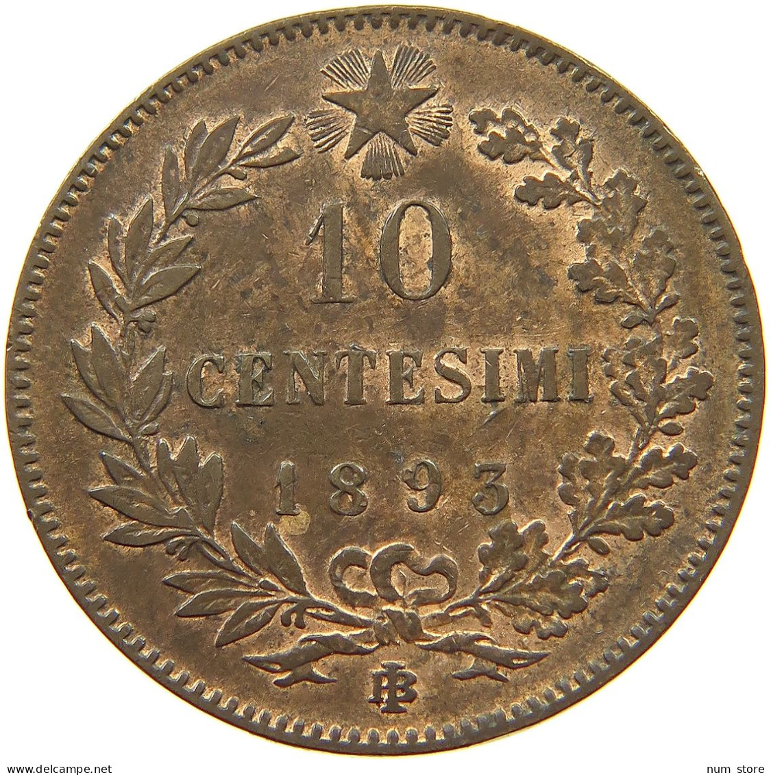 ITALY 10 CENTESIMI 1893 BI UMBERTO I. 1878-1900 #a008 0129 - 1878-1900 : Umberto I