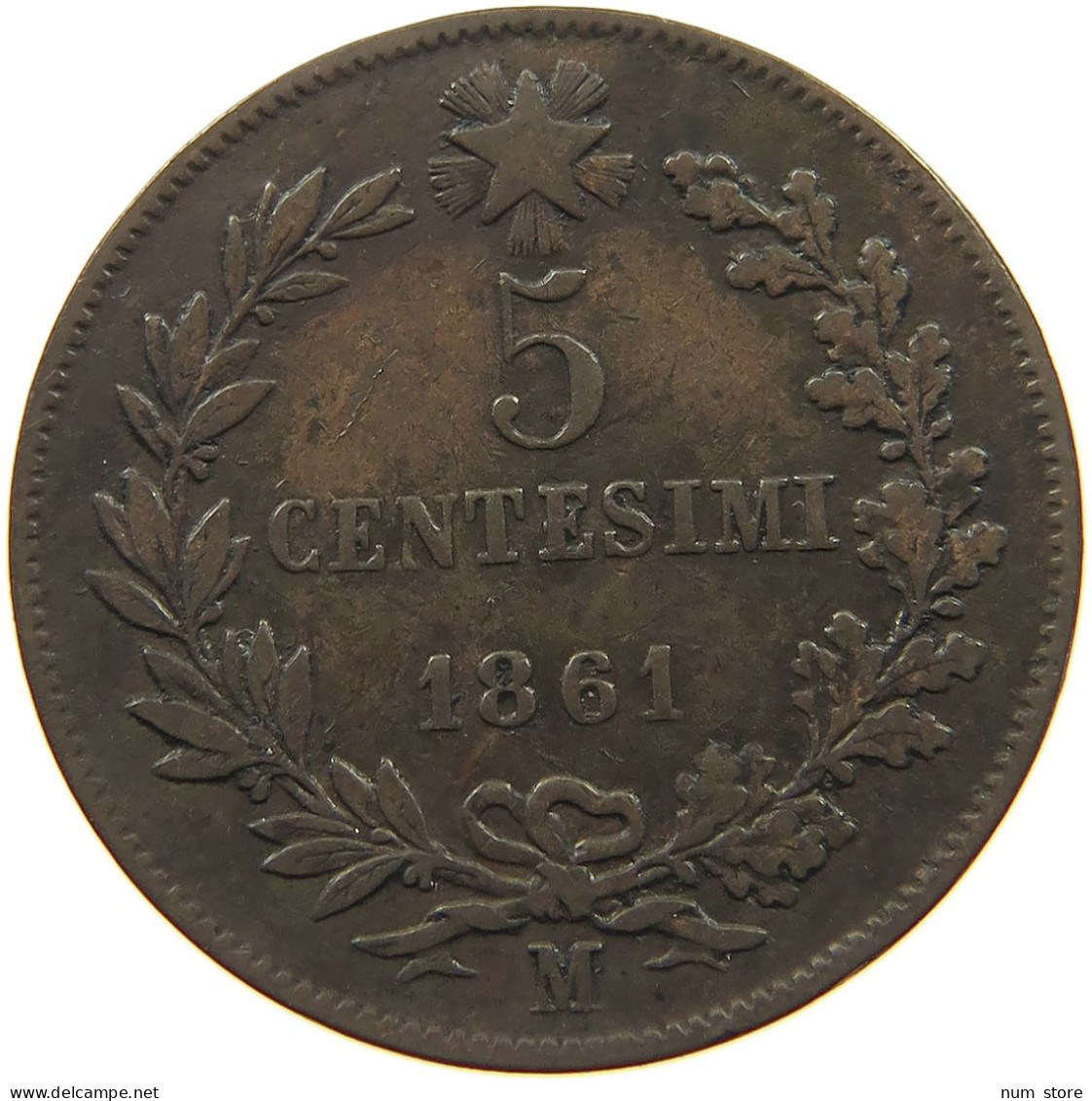 ITALY 5 CENTESIMI 1861 M Vittorio Emanuele II. 1861 - 1878 #c080 0363 - Autres & Non Classés