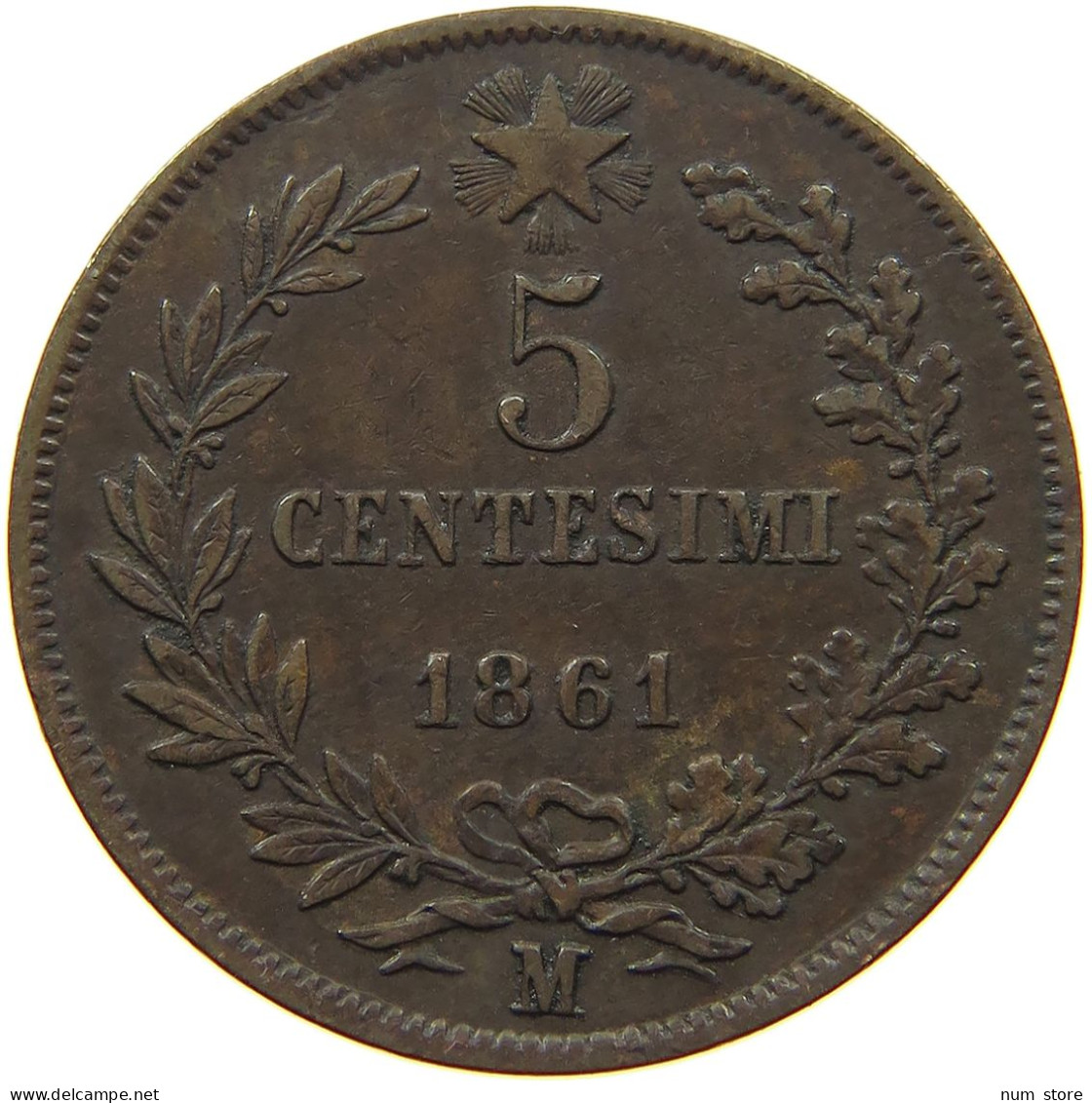 ITALY 5 CENTESIMI 1861 M Vittorio Emanuele II. 1861 - 1878 #s077 0347 - Other & Unclassified