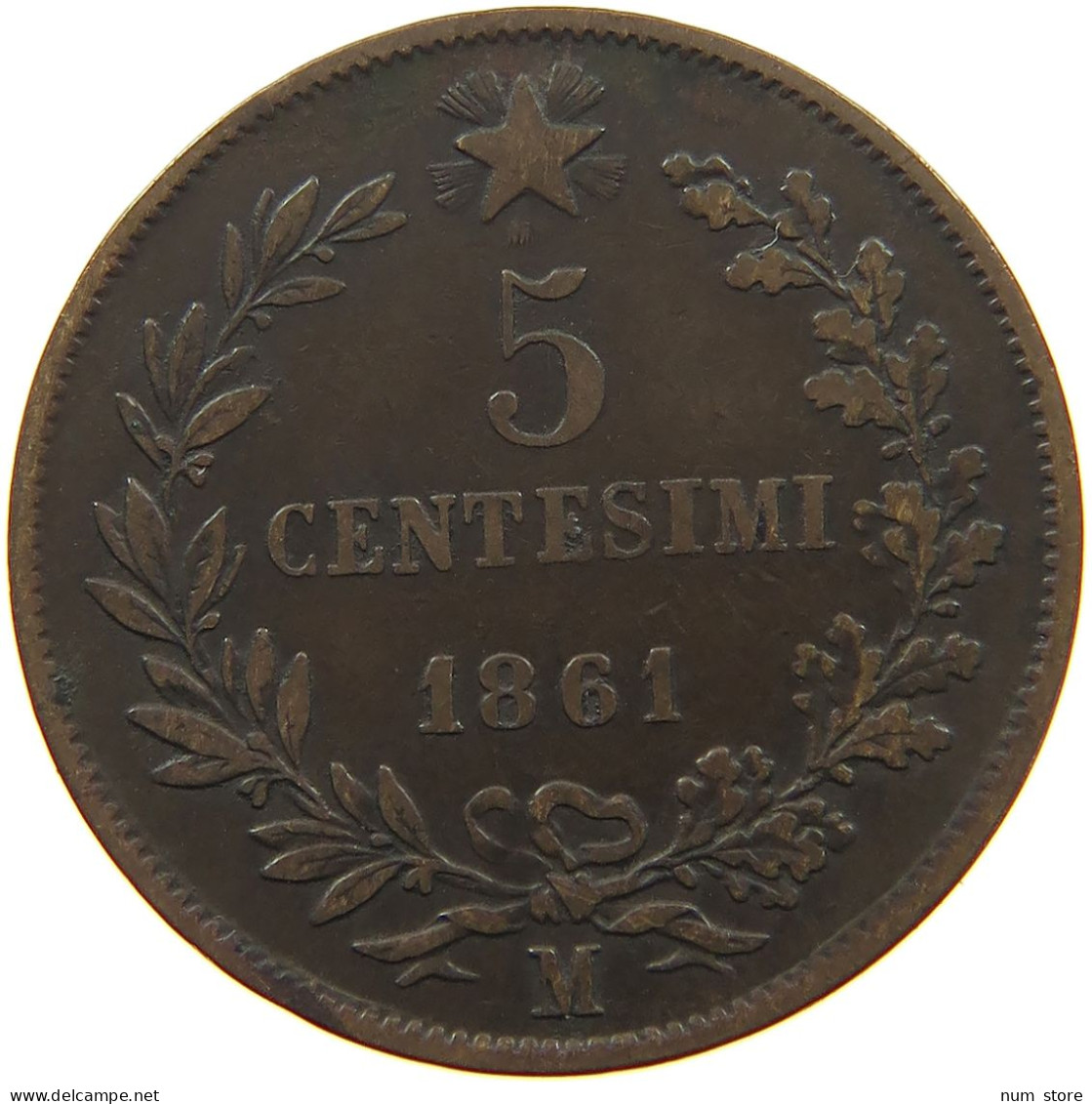 ITALY 5 CENTESIMI 1861 M Vittorio Emanuele II. 1861 - 1878 #c003 0417 - Other & Unclassified