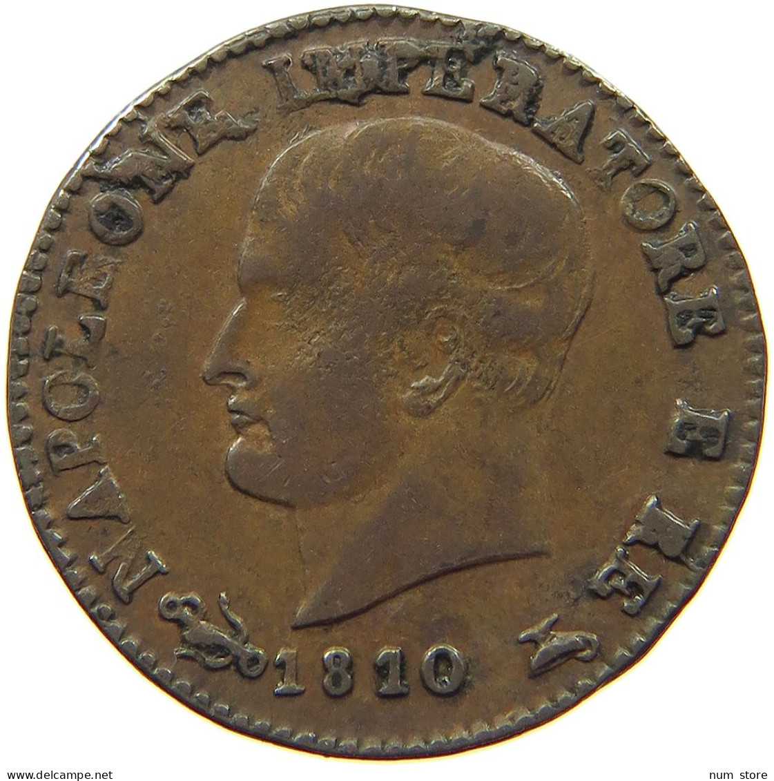 ITALY STATES NAPOLEON I. CENTESIMO 1810 V Napoleon I. (1804-1814, 1815) MINTING ERROR #t144 0867 - Napoleonische