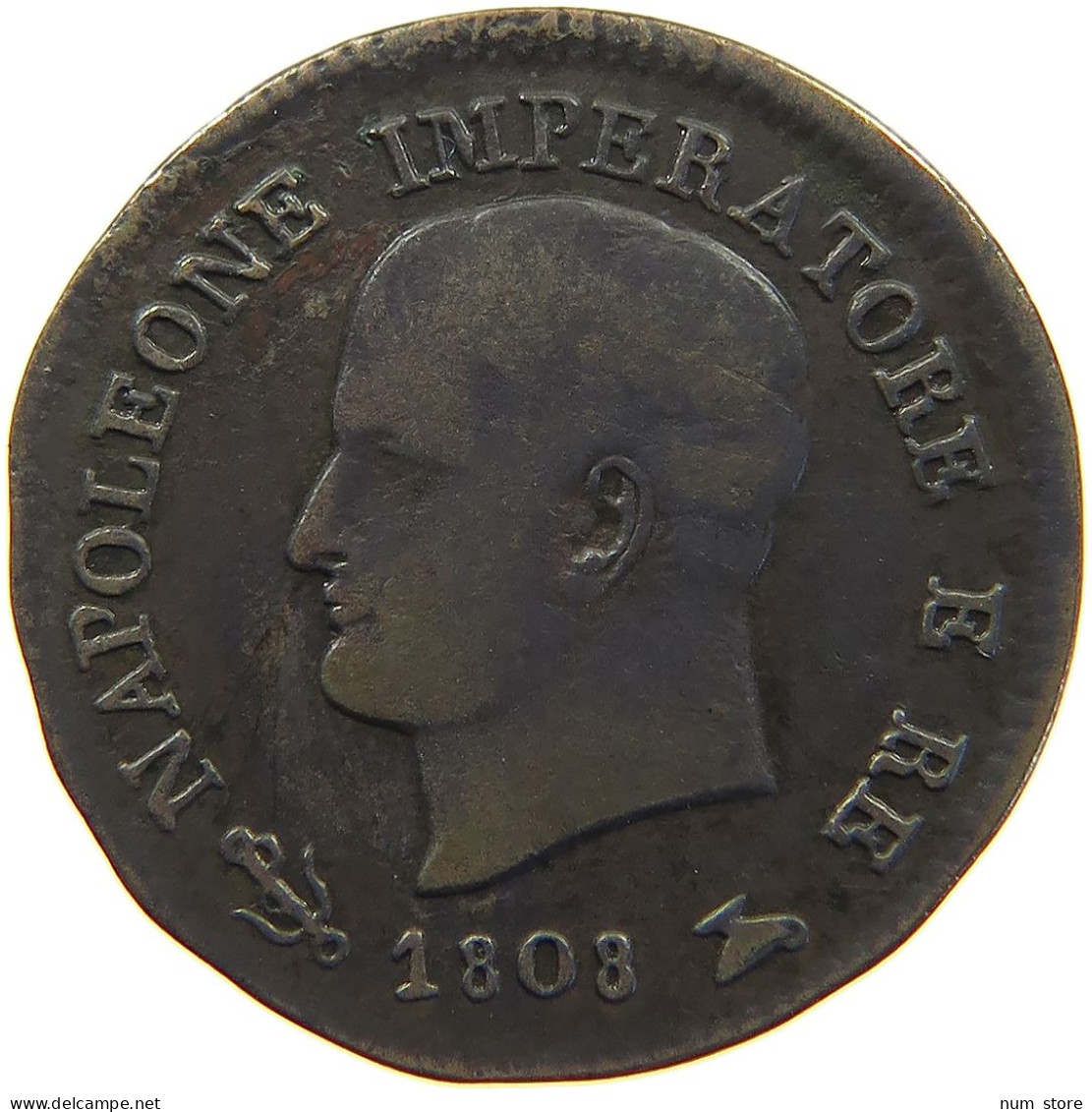 ITALY STATES NAPOLEON I. CENTESIMO 1808 V Napoleon I. (1804-1814, 1815) #c039 0175 - Napoleontisch