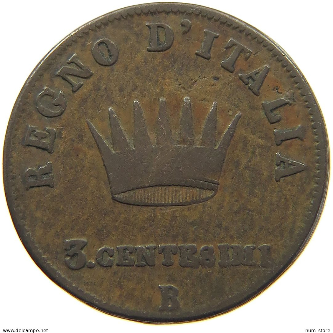 ITALY STATES NAPOLEON I. 3 CENTESIMI 1810 B Napoleon I. (1804-1814, 1815) #s019 0301 - Napoleontisch