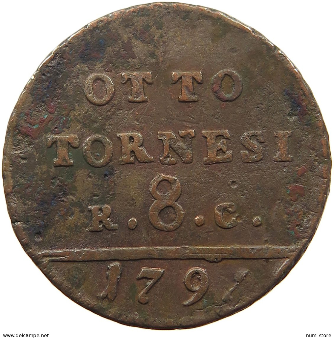 ITALY STATES NAPLES 8 TORNESI 1797 Ferdinando IV (I) Di Borbone, 1759-1816 #a002 0247 - Naples & Sicile