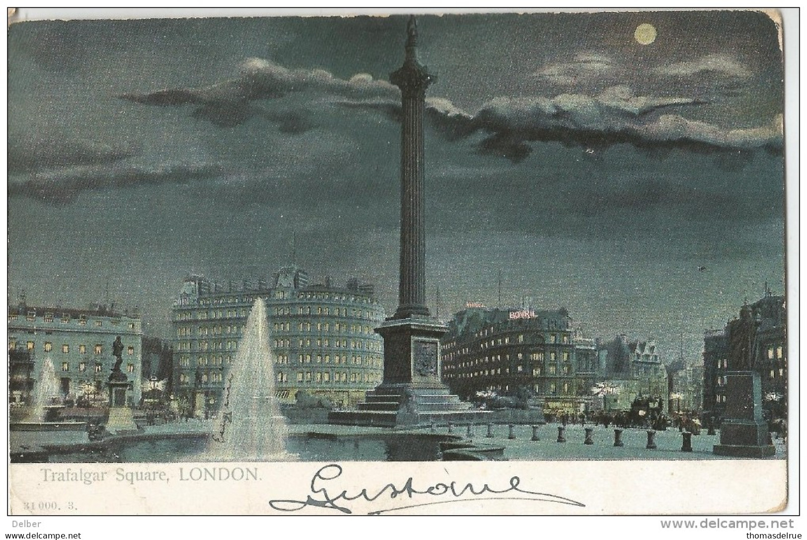 5pk290: N° 106:  F S   / PC Trafalgar Square London >  Bruges - Storia Postale