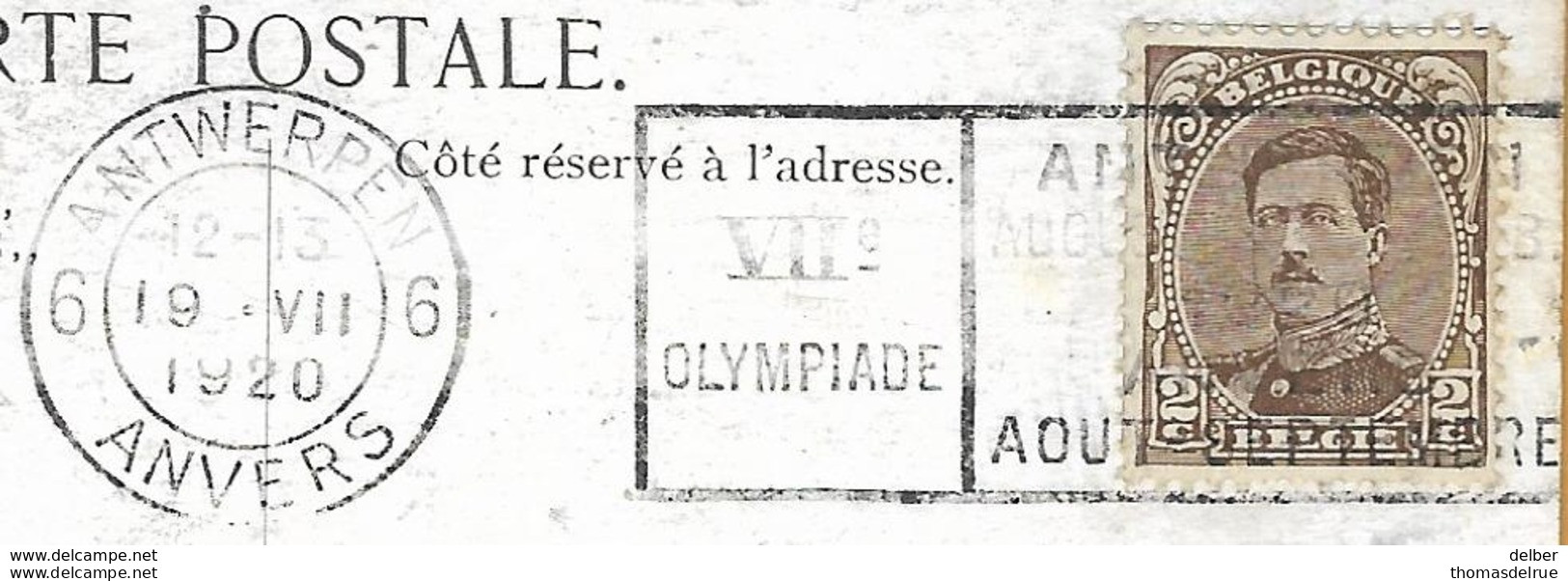 _Op 544:N°136: 6 ANTWERPEN 6 ANVERS VIIe Olympiade ANTWERPEN 19-VII 20 - Ete 1920: Anvers