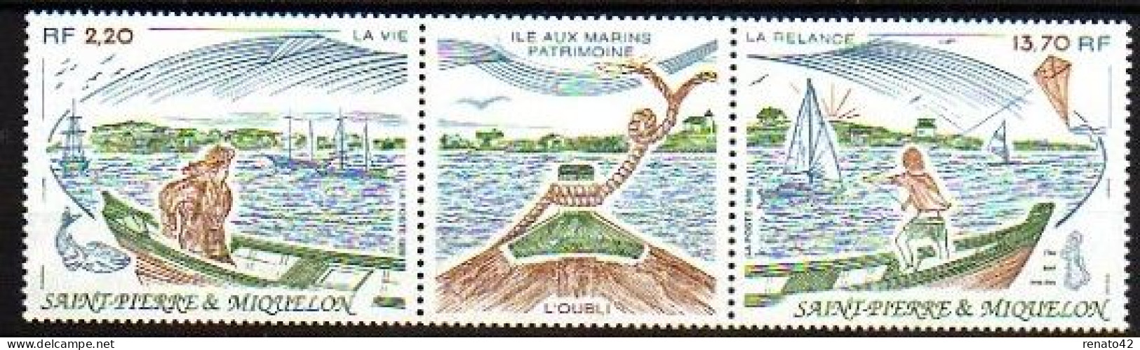 TIMBRES NEUFS LUXE ST PIERRE Et MIQUELON TRIPTYQUE EN FRANC N° 509A - 549A - 682A à La FACIALE - Blocs-feuillets