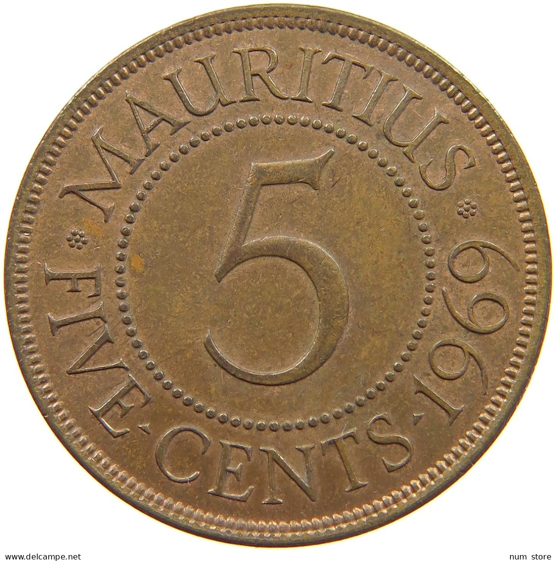 MAURITIUS 5 CENTS 1969 Elizabeth II. (1952-2022) #c036 0605 - Mauritius