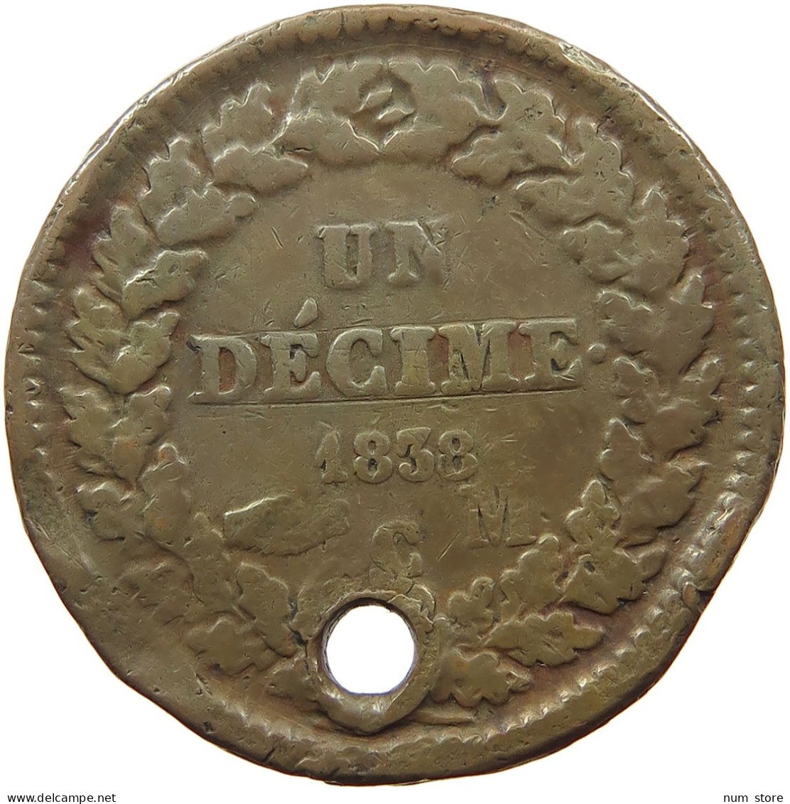 MONACO DECIME 1838 C Honore V., 1819-1841 #s059 0775 - Charles III.