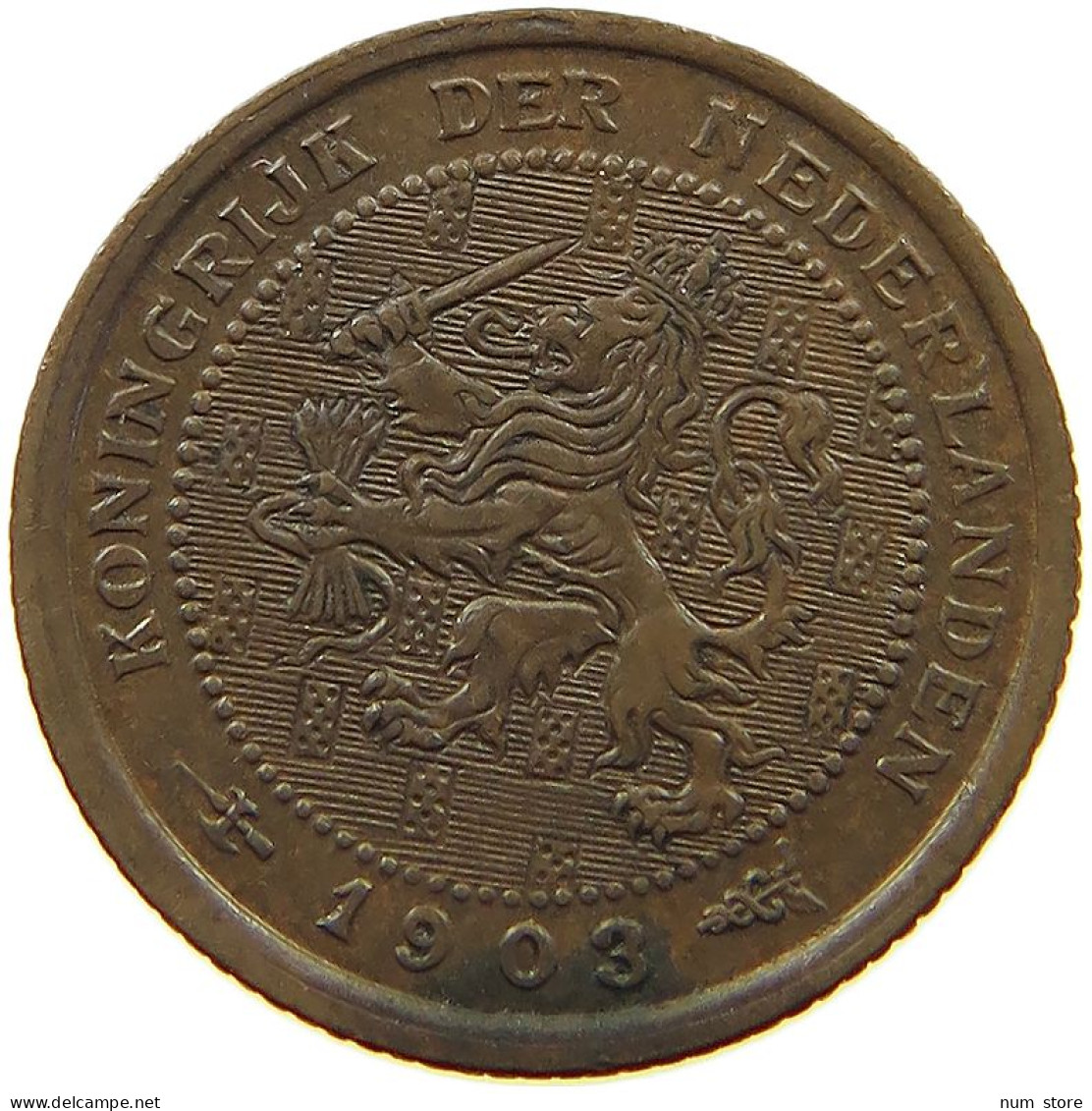 NETHERLANDS 1/2 CENT 1903 Wilhelmina 1890-1948 #a015 0251 - 0.5 Cent