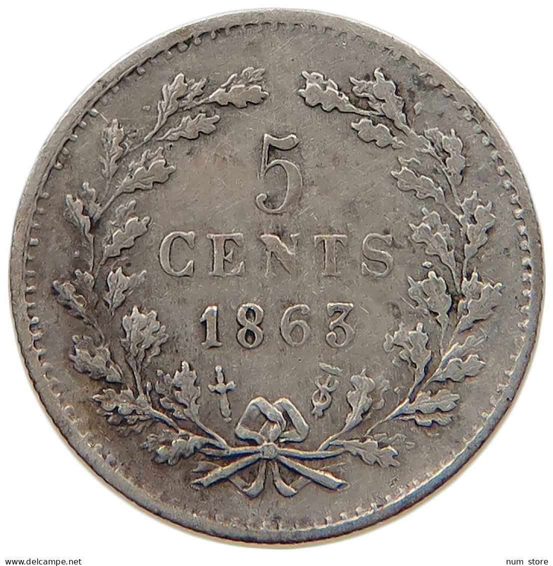 NETHERLANDS 5 CENTS 1863 Willem III. 1849-1890 #c041 0121 - 1849-1890 : Willem III