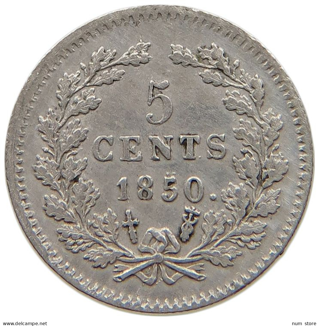 NETHERLANDS 5 CENTS 1850 Willem III. 1849-1890 DOUBLE STRUCK 5 #t158 0441 - 1849-1890 : Willem III