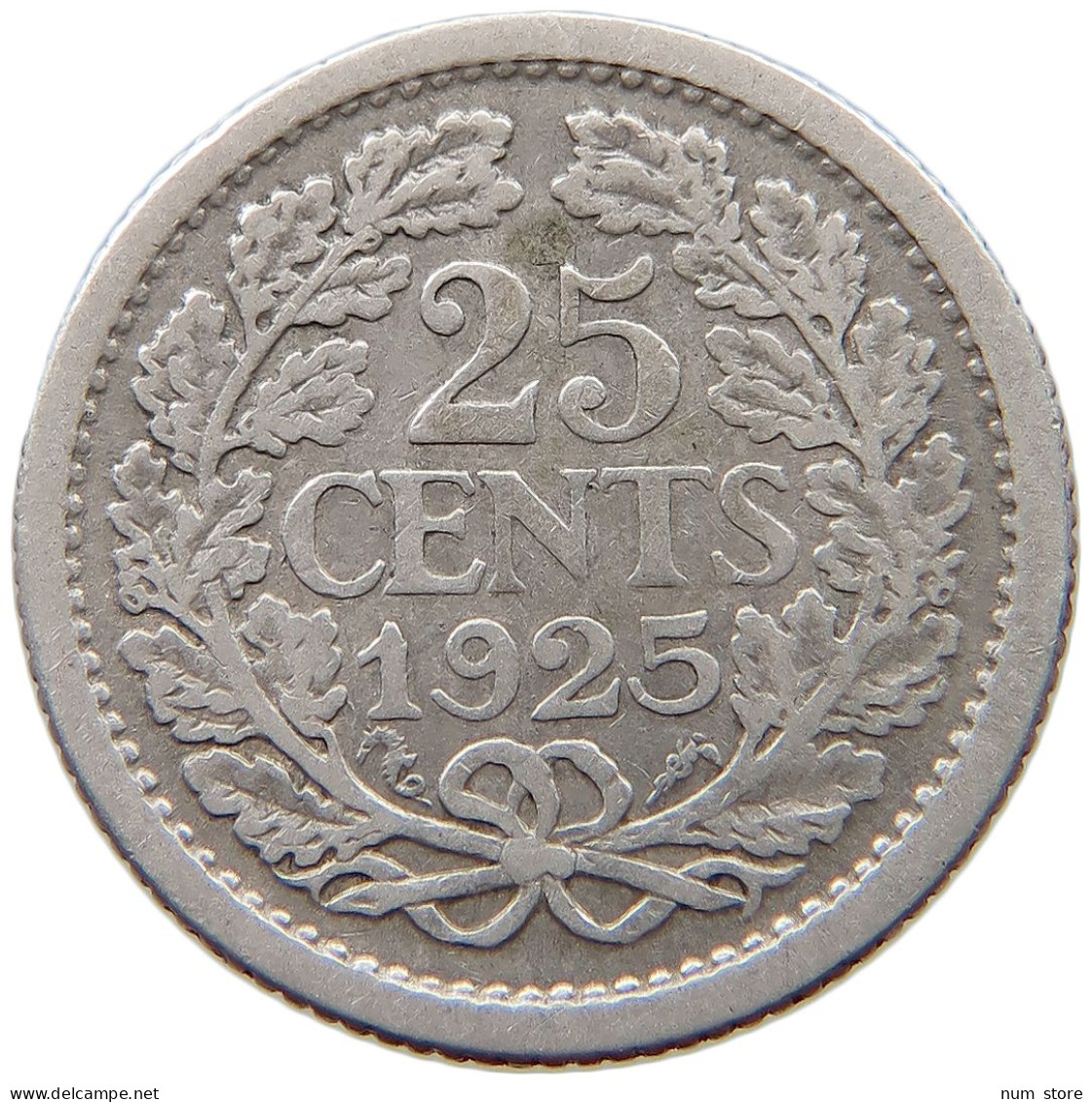 NETHERLANDS 25 CENTS 1925 Wilhelmina 1890-1948 #s049 0551 - 25 Cent