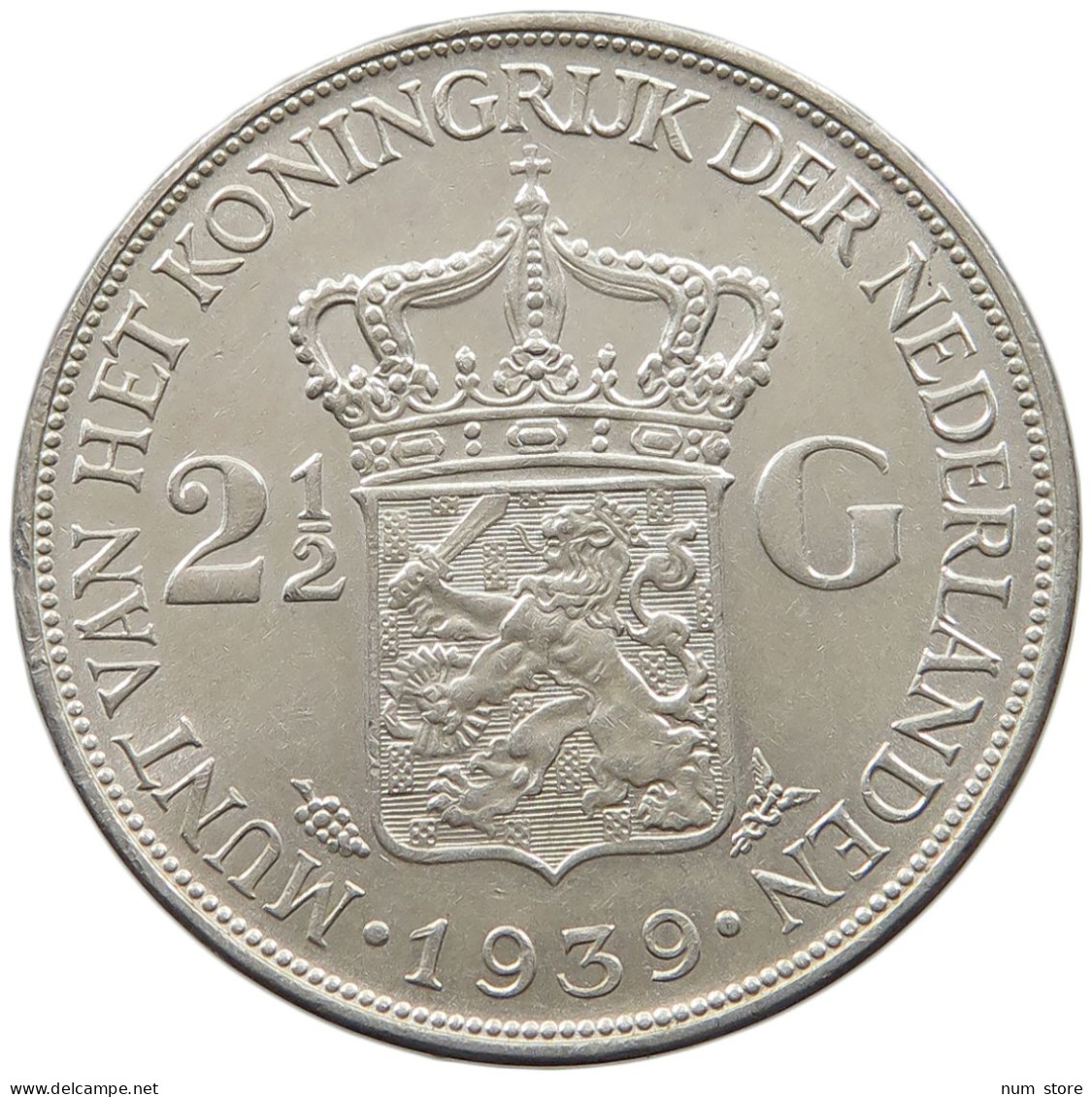 NETHERLANDS 2 1/2 GULDEN 1939 Wilhelmina 1890-1948 #t007 0393 - 2 1/2 Gulden