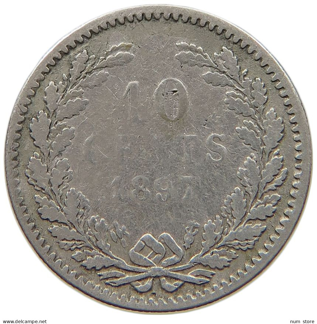 NETHERLANDS 10 CENTS 1897 Wilhelmina 1890-1948 #c025 0201 - 10 Cent