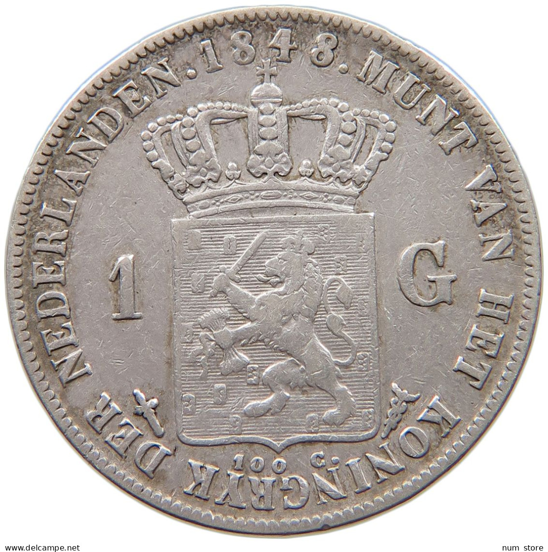 NETHERLANDS GULDEN 1848 WILLEM II. 1840-1849 #t077 0159 - 1840-1849 : Willem II
