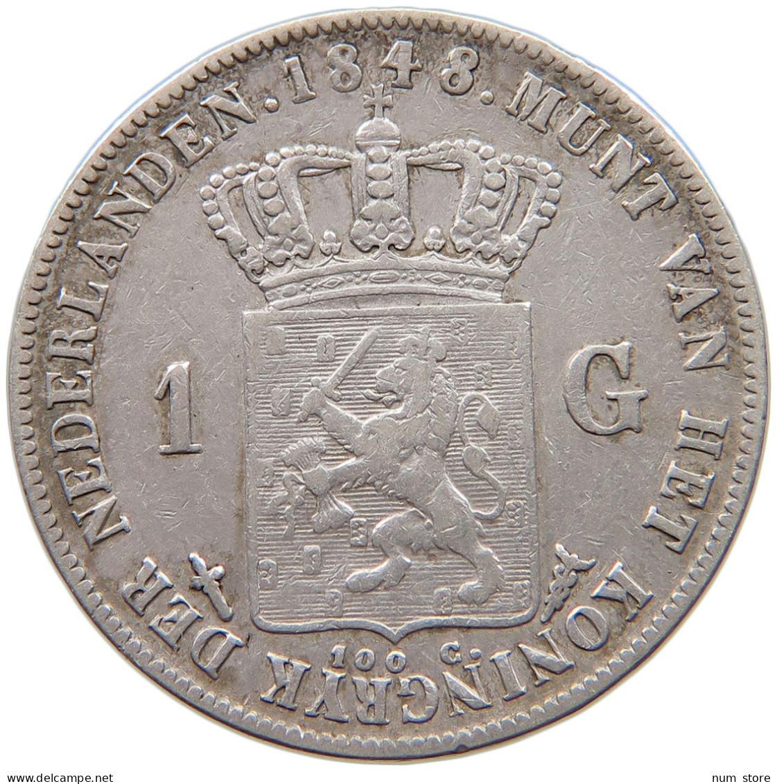 NETHERLANDS GULDEN 1848 WILLEM II. 1840-1849 #t077 0159 - 1840-1849: Willem II