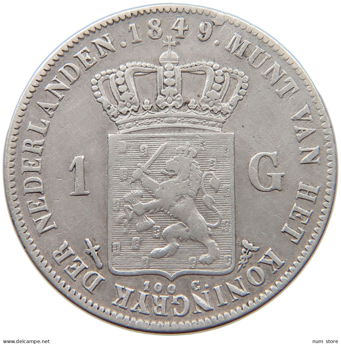 NETHERLANDS GULDEN 1849 WILLEM II. 1840-1849 RARE #t083 0167 - 1840-1849: Willem II