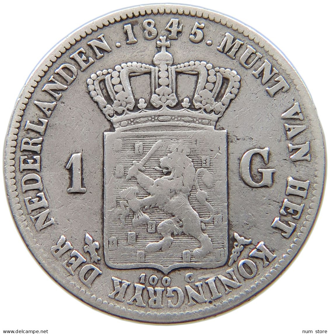 NETHERLANDS GULDEN 1845 WILLEM II. 1840-1849 #t083 0171 - 1840-1849: Willem II