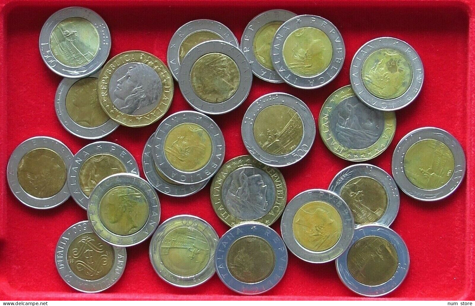 COLLECTION LOT ITALY 500 - 1000 LIRE BIMETALIC 23PC 165G  #xx34 2033 - Collections